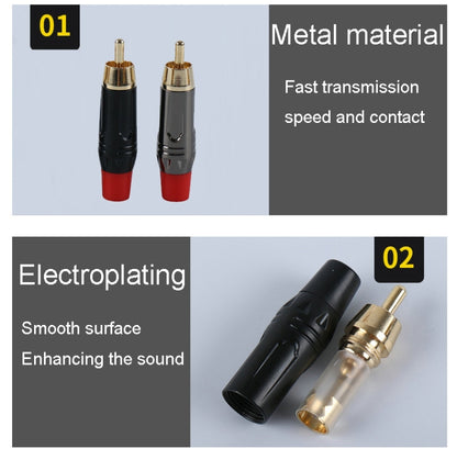 Pure Copper Soldered RCA Male Audio/Video Plug Assembled With AV Lotus Connector, Red