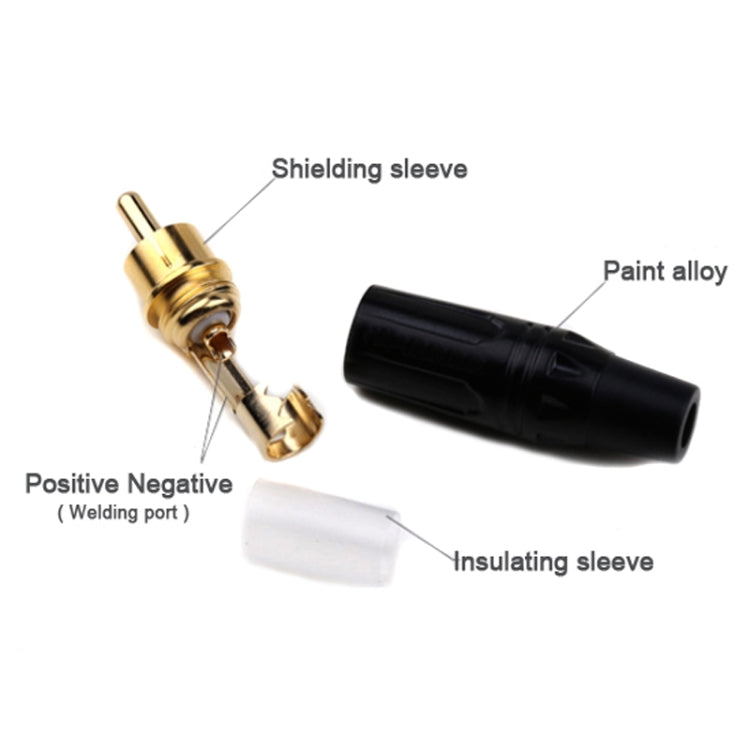Pure Copper Soldered RCA Male Audio/Video Plug Assembled With AV Lotus Connector, Black