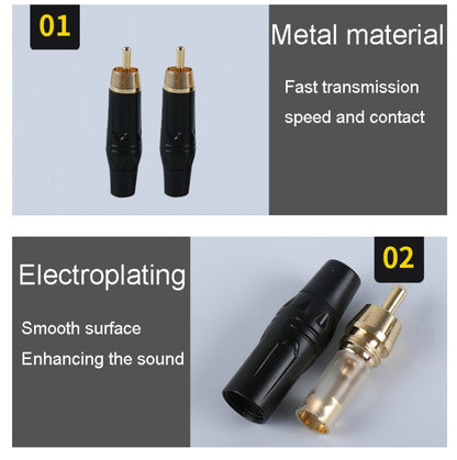 Pure Copper Soldered RCA Male Audio/Video Plug Assembled With AV Lotus Connector, Black