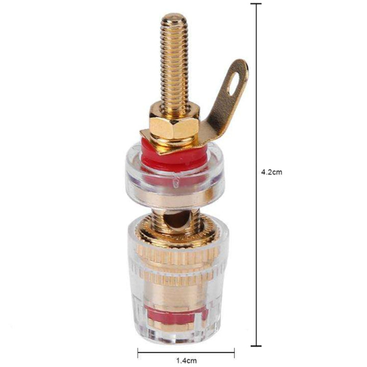 Medium Extended Transparent Terminal Block 4mm Banana Socket Audio Amplifier Junction Post, Medium Red
