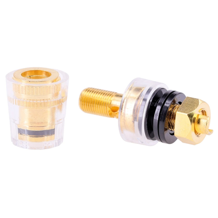 Large Transparent Crystal Terminal Block M8 Amplifier Speaker Connector, Large Black, Large Red