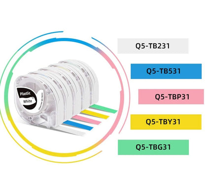 For Phomemo P12 / P12 Pro 12mm x 4m Consumables Label Ribbon, Black Word On White Thermal Paper, Black Word On White Synthetic Paper, Black Word On White Thermal Transfer, Black Word On Transparent Synthetic Paper