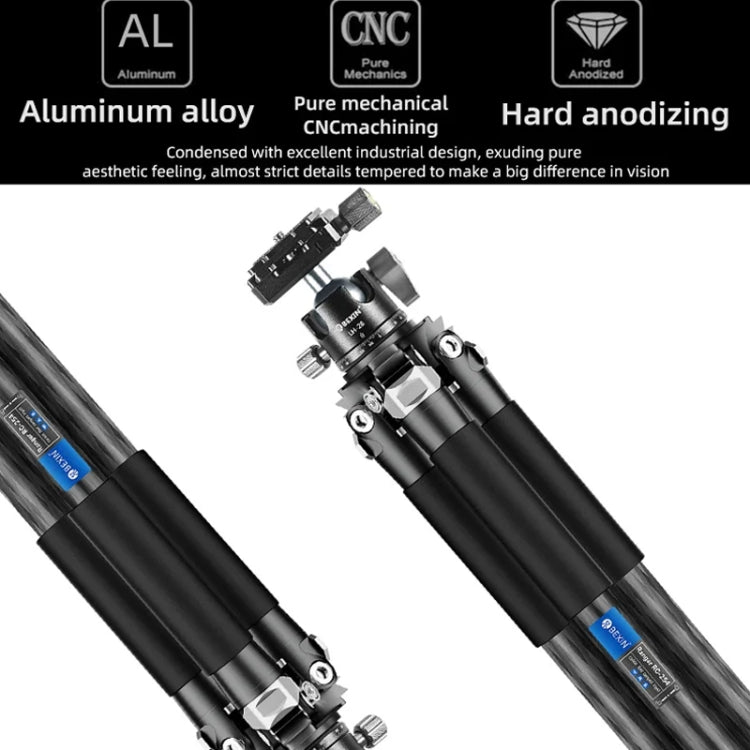 Carbon Fiber Portable Folding Tripod SLR Camera Low Gravity Center Gimbal Photography Bracket, BEXIN RC254, BEXIN RC254+LH-28
