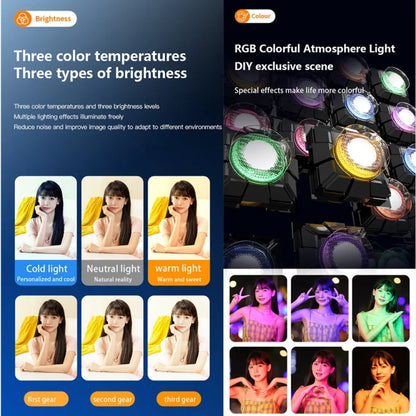 D2 Pro Mini RGB Fill Light Pocket Light with Mobile Phone Holder