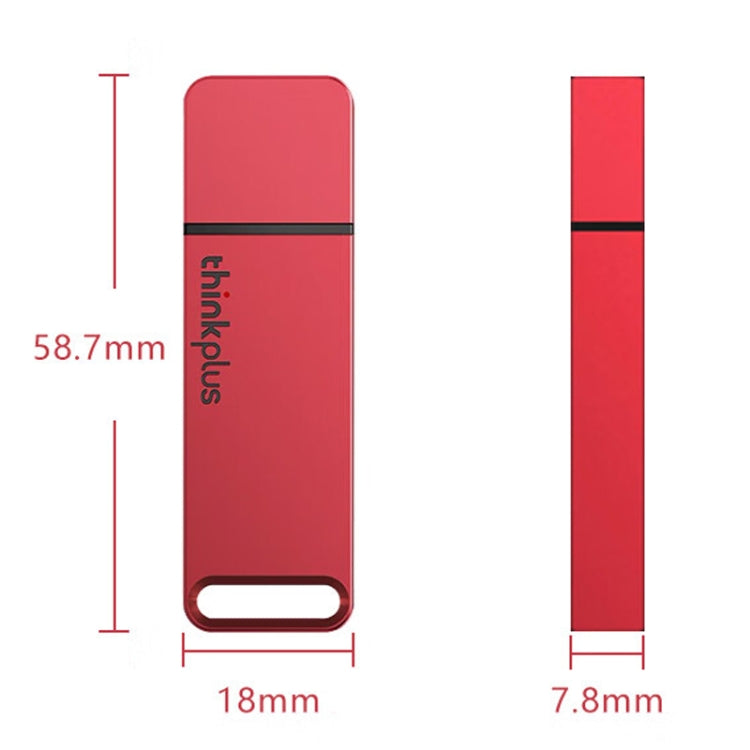 Lenovo Thinkplus TU100 USB3.1 High Speed Flash Drive Mini USB Memory Disk With Metal Plug And Cap, TU100 128G(Red)