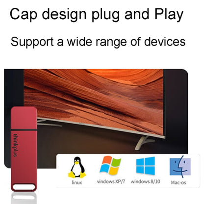 Lenovo Thinkplus TU100 USB3.1 High Speed Flash Drive Mini USB Memory Disk With Metal Plug And Cap, TU100 128G(Red)