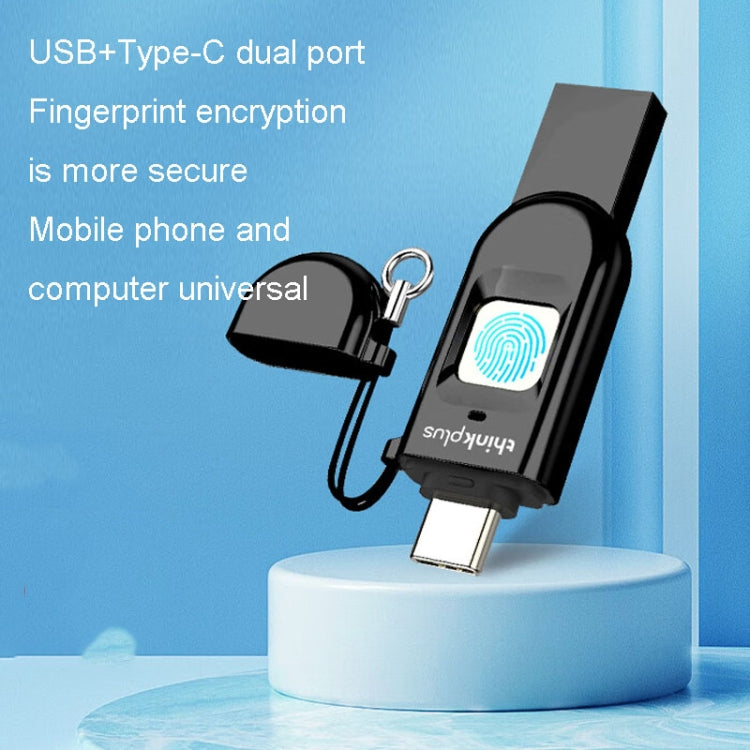Lenovo Thinkplus TFU301 Dual Interface Type-C+USB Fingerprint Encrypted USB Flash Drive, TFU301 32G, TFU301 256G