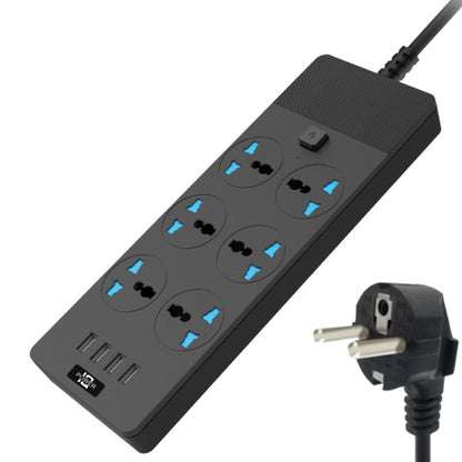 TB-T12 3000W 2m 4-USB Ports + 6-Jacks Multifunctional Flame-Retardant Socket With Switch, UK Plug, EU Plug, US Plug
