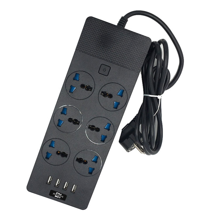 TB-T12 3000W 2m 4-USB Ports + 6-Jacks Multifunctional Flame-Retardant Socket With Switch, UK Plug, EU Plug, US Plug