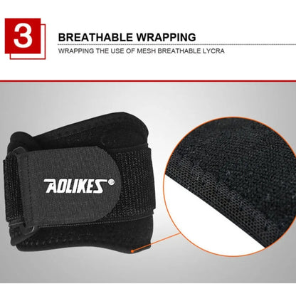 Aolikes  Adjustbale Tennis Elbow Support Guard Pads Compression Recovery Forearm Sleeve Band, A-7947 (Black)