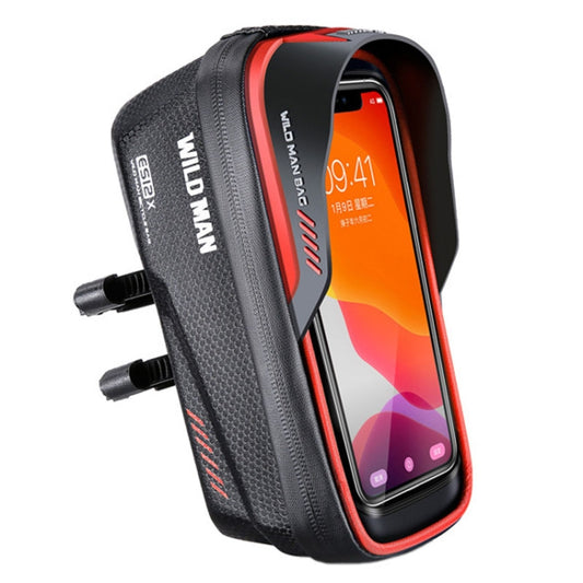 WILD MAN ES12X 1LEVA Hard Shell Bicycle Bag Cycling Phone Touch Screen Front Beam Bag, ES12X (Red)
