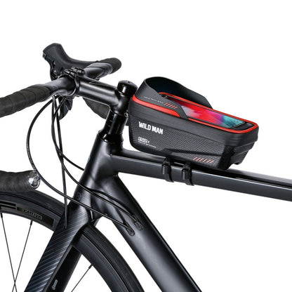 WILD MAN ES12X 1LEVA Hard Shell Bicycle Bag Cycling Phone Touch Screen Front Beam Bag, ES12X (Red)