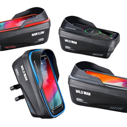 WILD MAN ES12X 1LEVA Hard Shell Bicycle Bag Cycling Phone Touch Screen Front Beam Bag, ES12X (Red)
