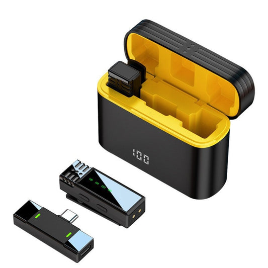 One To Two Outdoor Recording Lavalier Microphone Noise Canceling Wireless Mics, 2 Mics + Type-C Plug, 2 Mics + 8 Pin Plug