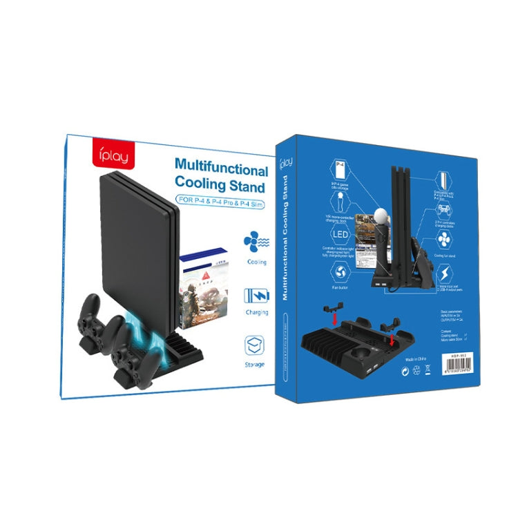 For PS4/PS4 Pro/PS4 Slim Host iplay Dual-seat Charging Multi-function Cooling Base Storage Bracket, HBP-192