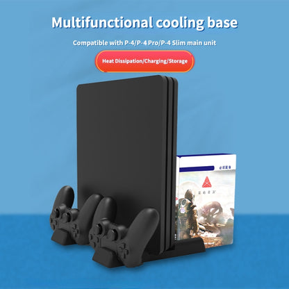 For PS4/PS4 Pro/PS4 Slim Host iplay Dual-seat Charging Multi-function Cooling Base Storage Bracket, HBP-192