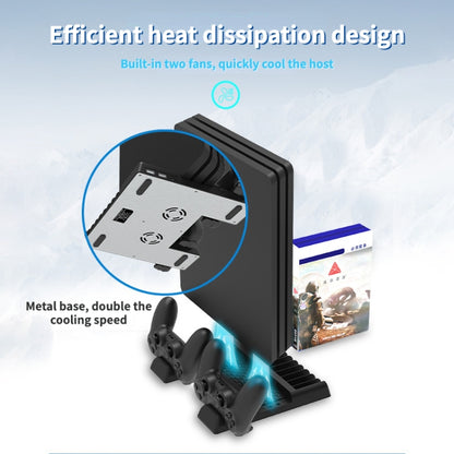 For PS4/PS4 Pro/PS4 Slim Host iplay Dual-seat Charging Multi-function Cooling Base Storage Bracket, HBP-192