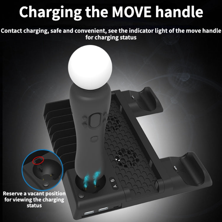 For PS4/PS4 Pro/PS4 Slim Host iplay Dual-seat Charging Multi-function Cooling Base Storage Bracket, HBP-192