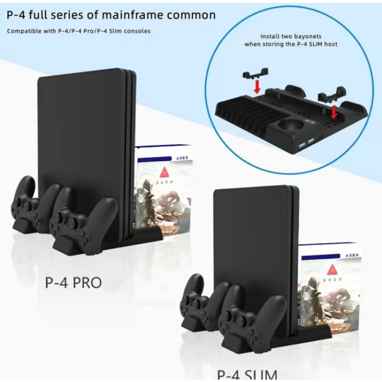 For PS4/PS4 Pro/PS4 Slim Host iplay Dual-seat Charging Multi-function Cooling Base Storage Bracket, HBP-192