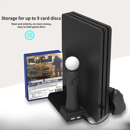 For PS4/PS4 Pro/PS4 Slim Host iplay Dual-seat Charging Multi-function Cooling Base Storage Bracket, HBP-192