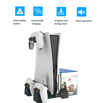 For PS5 iplay Dual-seat Charging and Cooling Base Bracket Storage Rack, HBP-348