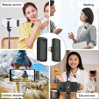 One To Two Outdoor Recording Lavalier Microphone Noise Canceling Wireless Mics, Type-C, 8 Pin