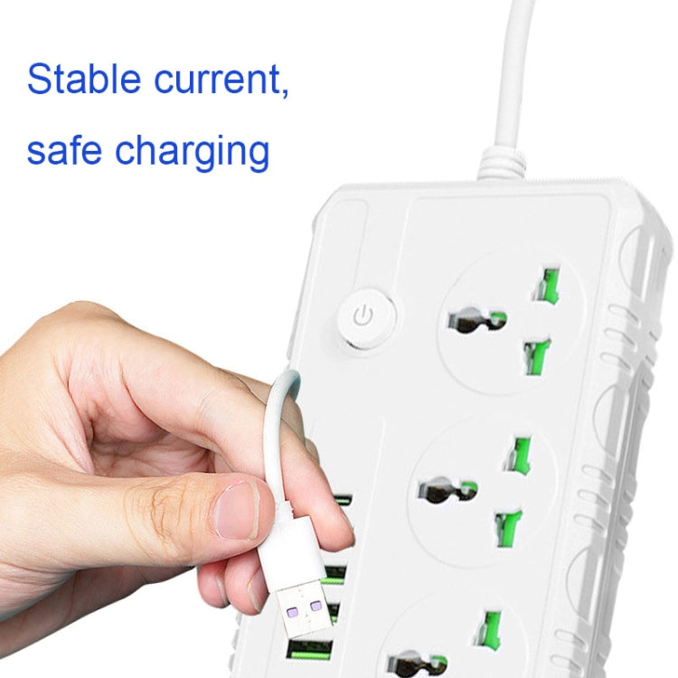 B09 2m 3000W 3 Plugs + PD + 4-USB Ports Multifunctional Flame-Retardant Socket With Switch, UK Plug, US Plug