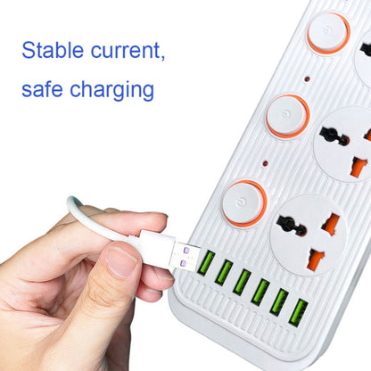 A05 2m 3000W 4 Plugs + 6-USB Ports Multifunctional Flame-Retardant Socket With Switch, UK Plug, US Plug