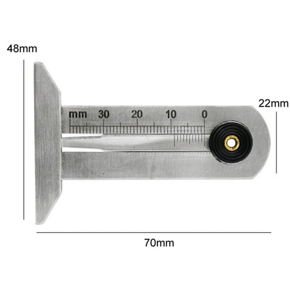 Stainless Steel Tire Tread Vernier Depth Gauge, 0-30mm, 0-50mm, 0-60mm