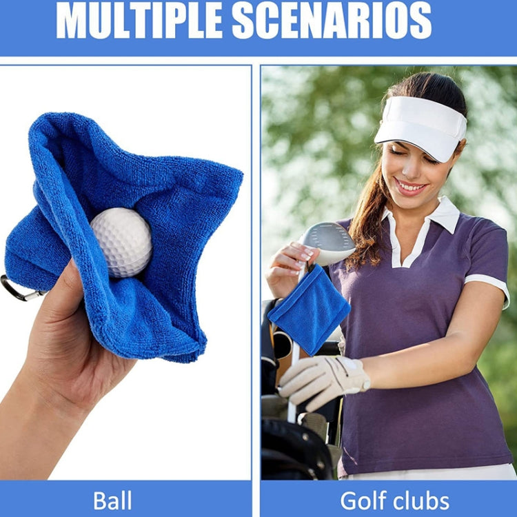Golf Ball Cleaning Utility Towel Wet And Dry Used Golf Cleaning Terry Towel With Hook, Cleaning Towel Blue