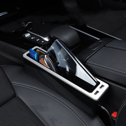 Car Seat Gap Storage Box with 2 USB Charging Port, Principal Driver Silver, Co-pilot Silver, Principal Driver Red, Co-pilot Red, Principal Driver Gray, Co-pilot Gray