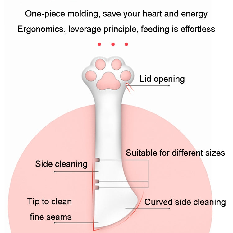 Cartoon Cats Paw Design Can Opener Multi-Function Can Opener Pet Tableware, Spoon (White), Spoon (Gray)