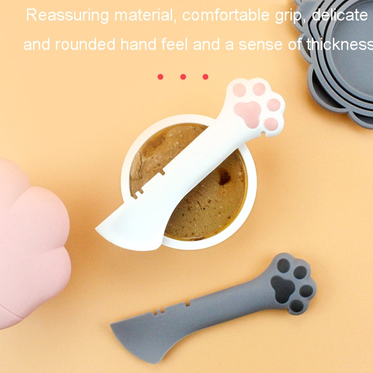 Cartoon Cats Paw Design Can Opener Multi-Function Can Opener Pet Tableware, Spoon (White), Spoon (Gray)