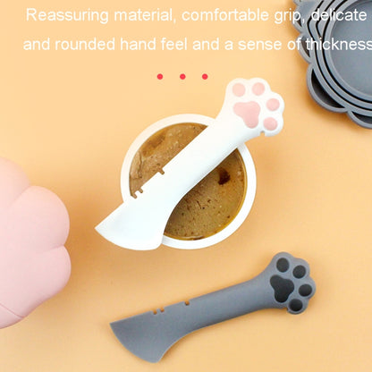 Cartoon Cats Paw Design Can Opener Multi-Function Can Opener Pet Tableware, Spoon (White), Spoon (Gray)