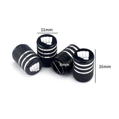 Laser Power Gesture Motivational Fist Car Tire Valve Cap, Blue, Red, Black, Gray