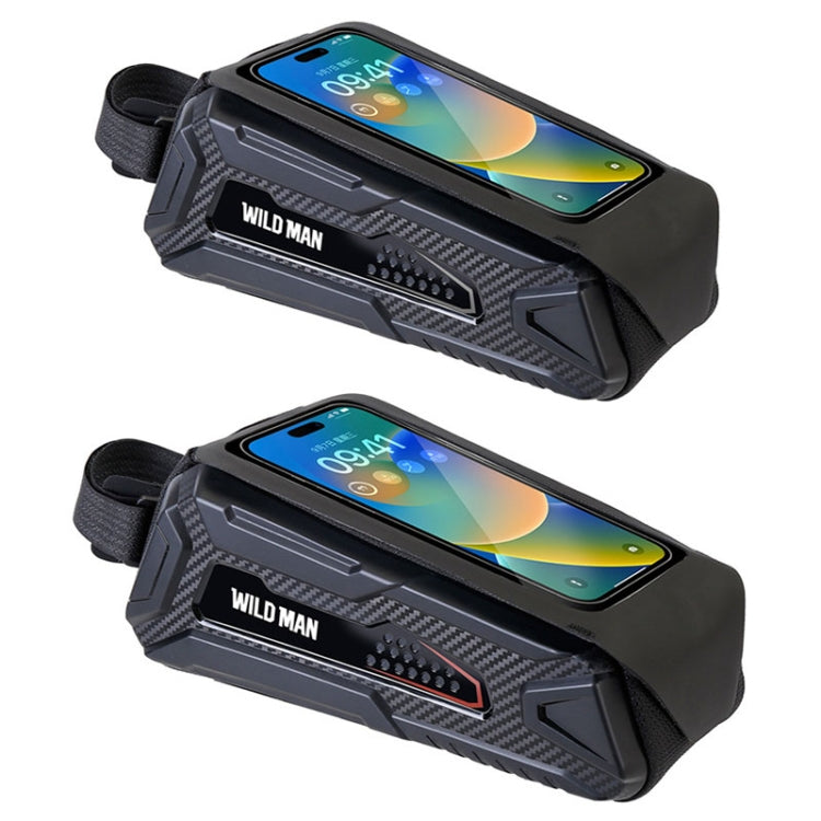 WILD MAN M90 EVA Hard Shell Mountain Bike Mobile Phone Touch Screen Waterproof Front Beam Bag, M90 (Black Gray), M90 (Black Red)