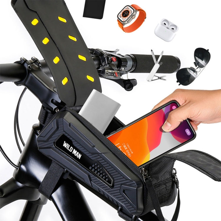 WILD MAN M90 EVA Hard Shell Mountain Bike Mobile Phone Touch Screen Waterproof Front Beam Bag, M90 (Black Gray), M90 (Black Red)