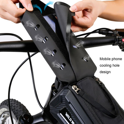 WILD MAN M90 EVA Hard Shell Mountain Bike Mobile Phone Touch Screen Waterproof Front Beam Bag, M90 (Black Gray), M90 (Black Red)