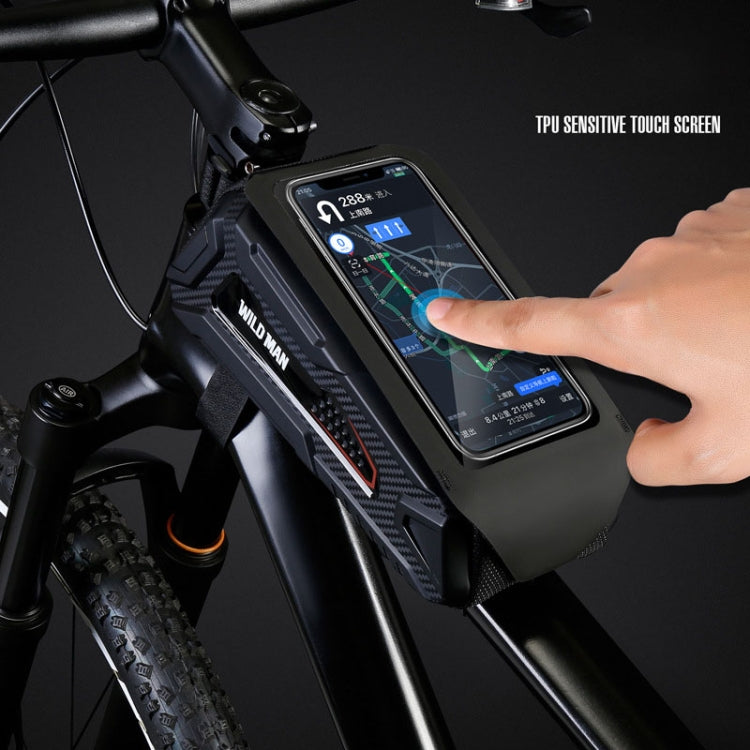 WILD MAN M90 EVA Hard Shell Mountain Bike Mobile Phone Touch Screen Waterproof Front Beam Bag, M90 (Black Gray), M90 (Black Red)