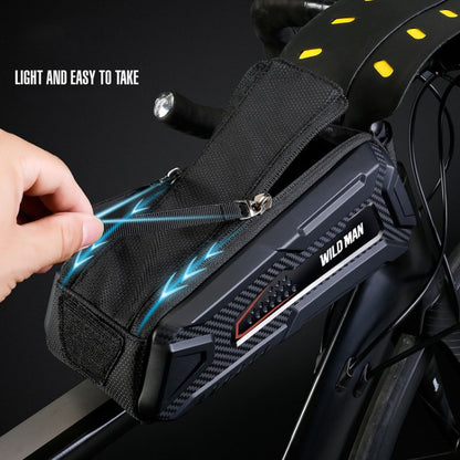 WILD MAN M90 EVA Hard Shell Mountain Bike Mobile Phone Touch Screen Waterproof Front Beam Bag, M90 (Black Gray), M90 (Black Red)