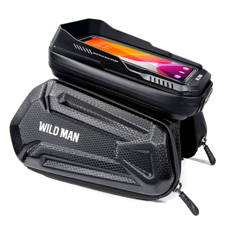 WILD MAN XT6 1.2L Mountain Bike EVA Hard Shell Waterproof Phone Touch Screen Top Tube Bag, XT6 (Solar), XT6 (Twill)