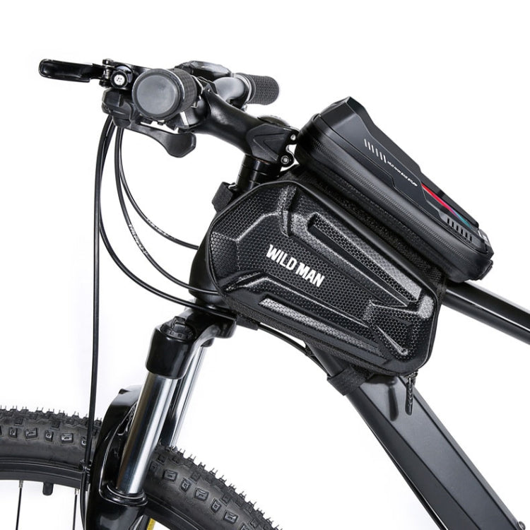 WILD MAN XT6 1.2L Mountain Bike EVA Hard Shell Waterproof Phone Touch Screen Top Tube Bag, XT6 (Solar), XT6 (Twill)