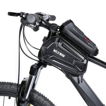 WILD MAN XT6 1.2L Mountain Bike EVA Hard Shell Waterproof Phone Touch Screen Top Tube Bag, XT6 (Solar), XT6 (Twill)
