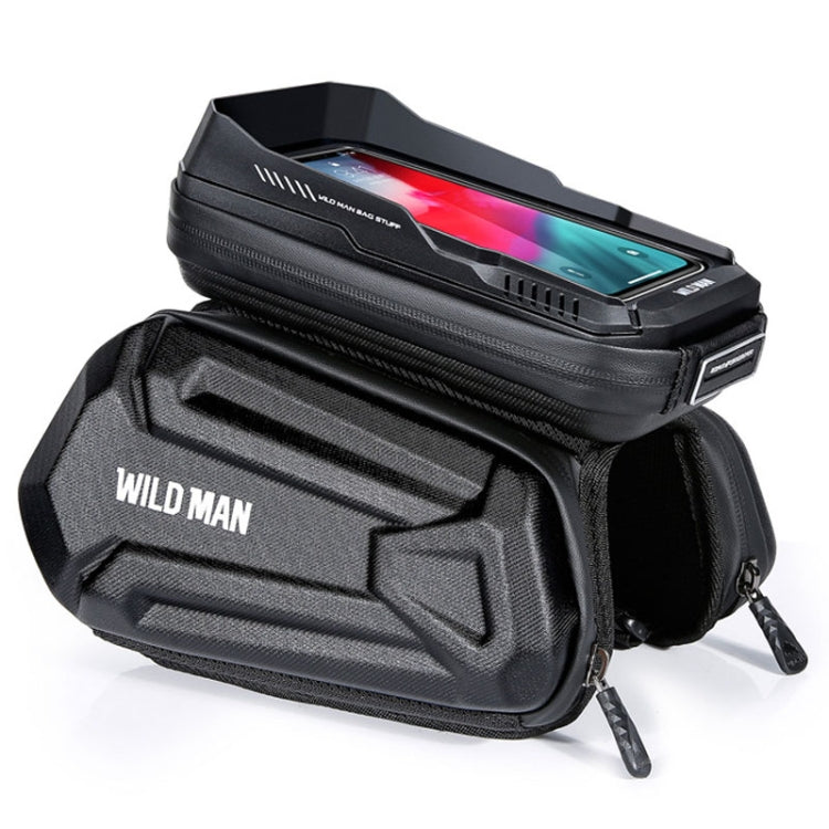 WILD MAN XT6 1.2L Mountain Bike EVA Hard Shell Waterproof Phone Touch Screen Top Tube Bag, XT6 (Solar), XT6 (Twill)
