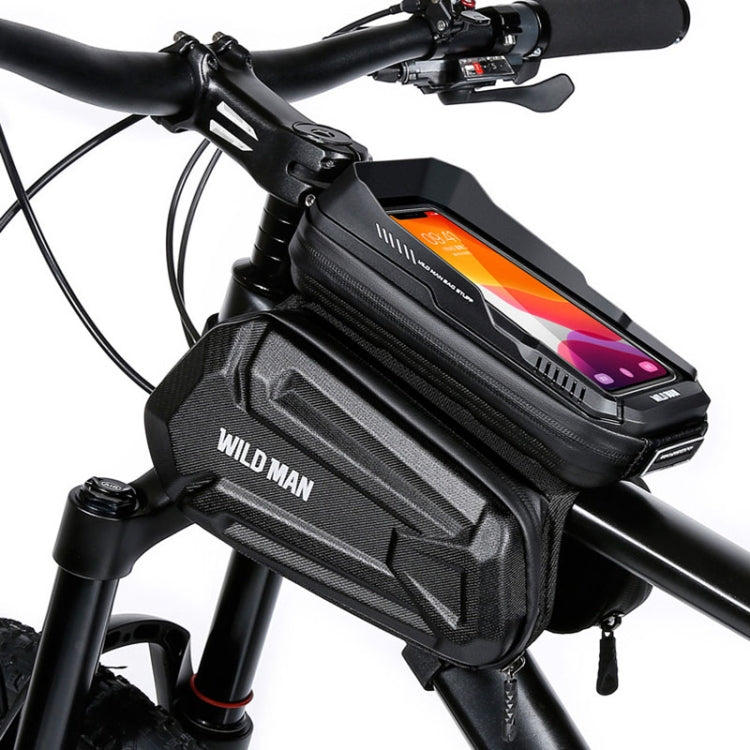 WILD MAN XT6 1.2L Mountain Bike EVA Hard Shell Waterproof Phone Touch Screen Top Tube Bag, XT6 (Solar), XT6 (Twill)