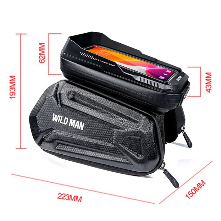 WILD MAN XT6 1.2L Mountain Bike EVA Hard Shell Waterproof Phone Touch Screen Top Tube Bag, XT6 (Solar), XT6 (Twill)