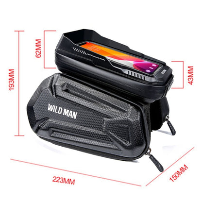 WILD MAN XT6 1.2L Mountain Bike EVA Hard Shell Waterproof Phone Touch Screen Top Tube Bag, XT6 (Solar), XT6 (Twill)