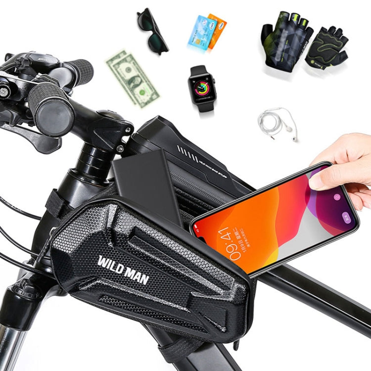 WILD MAN XT6 1.2L Mountain Bike EVA Hard Shell Waterproof Phone Touch Screen Top Tube Bag, XT6 (Solar), XT6 (Twill)