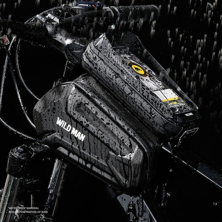 WILD MAN XT6 1.2L Mountain Bike EVA Hard Shell Waterproof Phone Touch Screen Top Tube Bag, XT6 (Solar), XT6 (Twill)