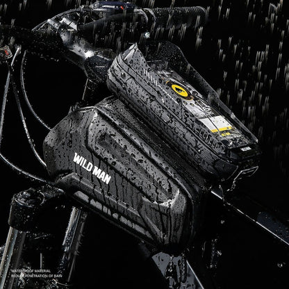 WILD MAN XT6 1.2L Mountain Bike EVA Hard Shell Waterproof Phone Touch Screen Top Tube Bag, XT6 (Solar), XT6 (Twill)